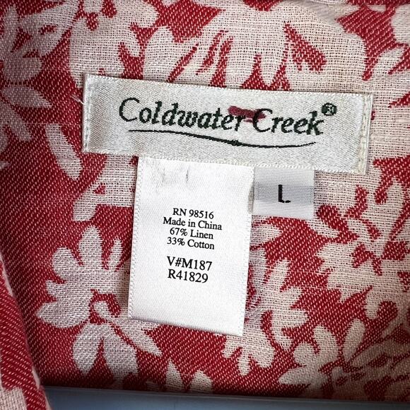 Coldwater Creek Jacket Women's Large Cotton Linen Blend Pink White Career - Picture 2 of 9